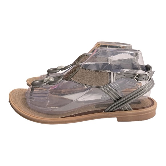 Grendha Sandals Womens sz  EUR 38 |  9 US Metallic Pewter Bronze Thong Shoes - Picture 1 of 14